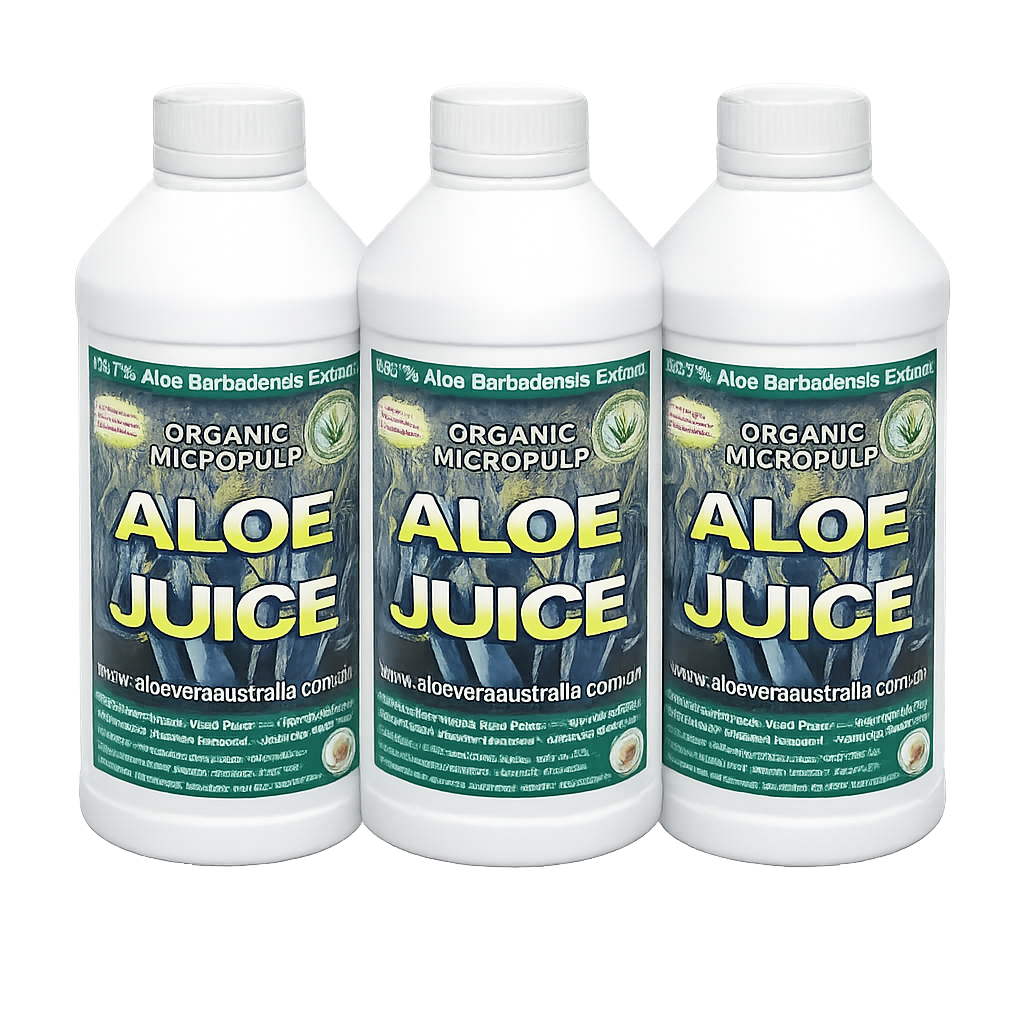 3 Pack 1 Litre ORGANIC ALOE JUICE (MICRO PULP GEL)